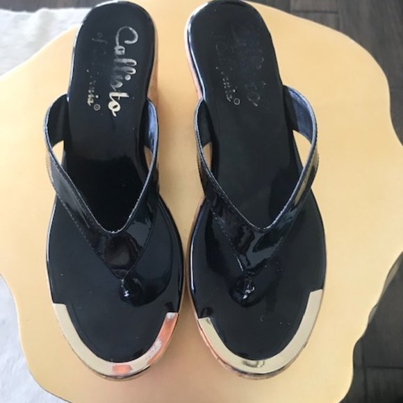 Callisto of California black and wood wedges - Picture 2 of 4